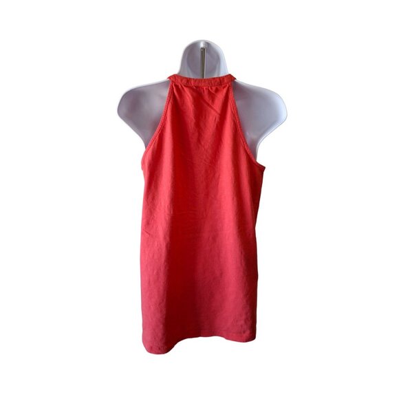 Keep In Touch Halter Top S Coral Sleeveless Embroidered Floral Cotton Boho Chic - Picture 2 of 7